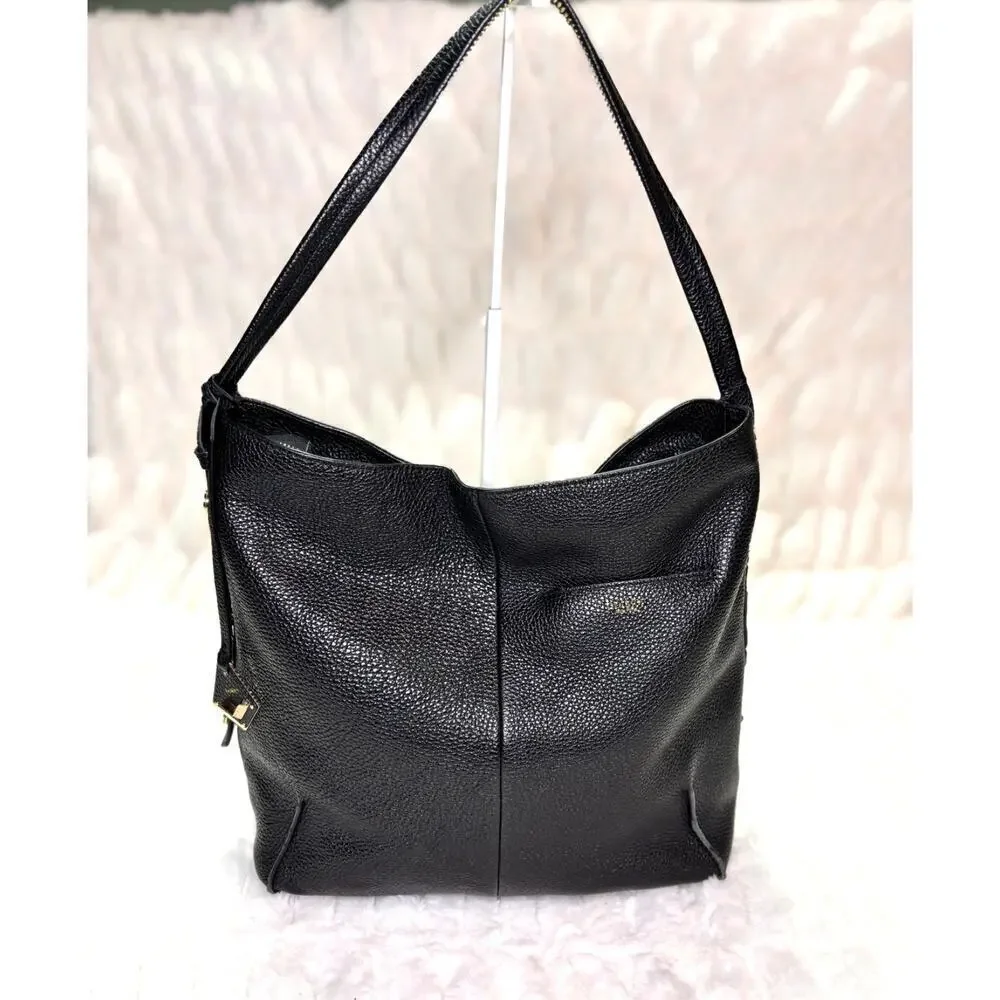 Women's Botkier Black Pebbled Leather Hobo Shoulder Bag | Large Slouchy Soho Bag